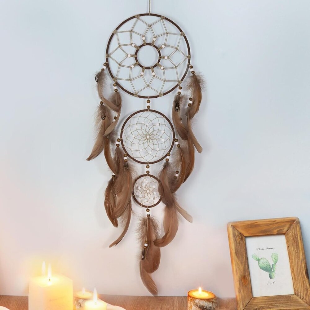 Large Dream Catchers, Native American Wall Hanging Decor with Beads for Adult Bo